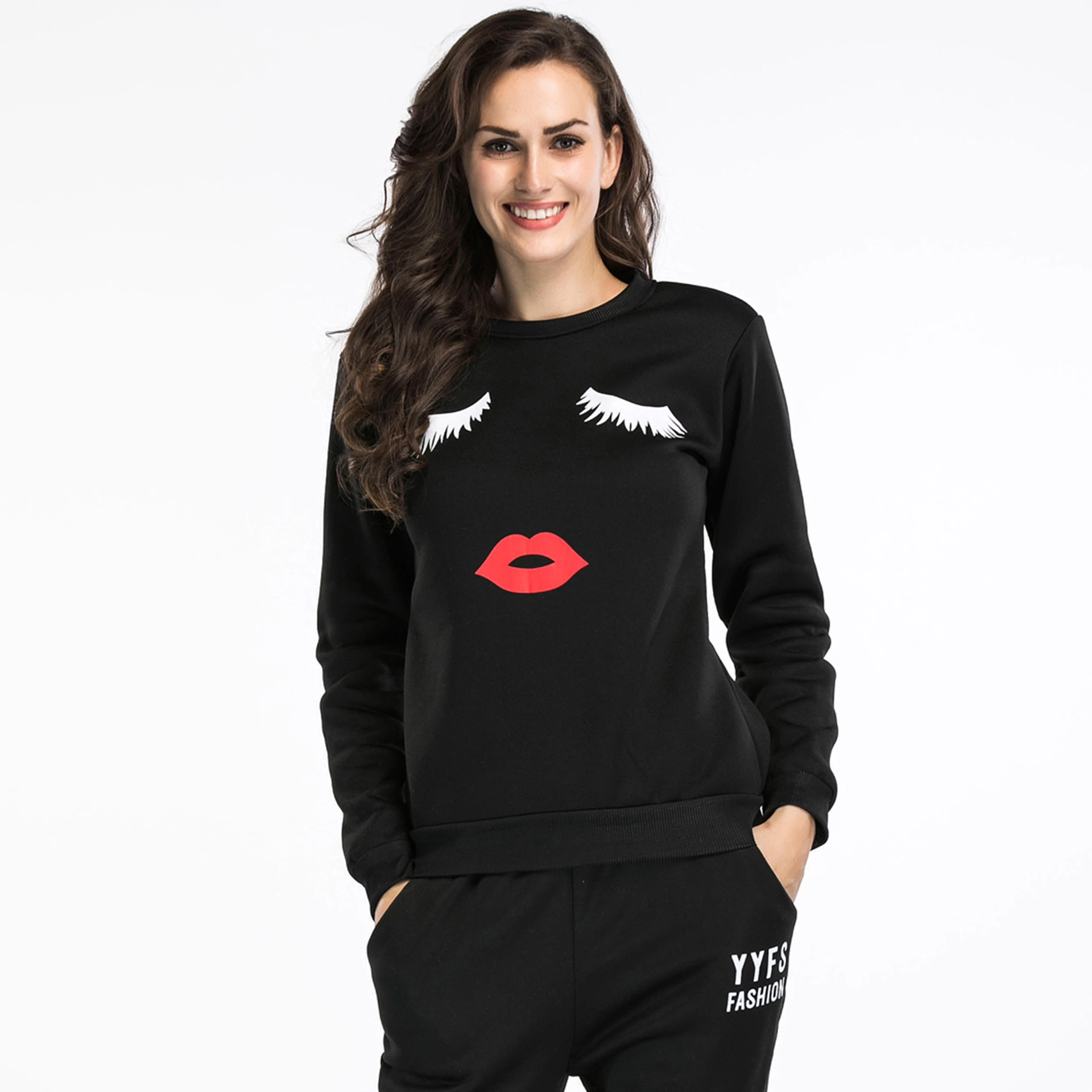 Autumn and winter new hooded sweater women's long-sleeved cat ears letter printed large size shirt