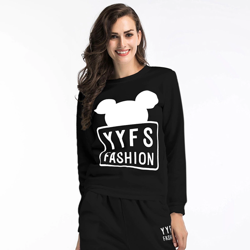 Autumn and winter new hooded sweater women's long-sleeved cat ears letter printed large size shirt