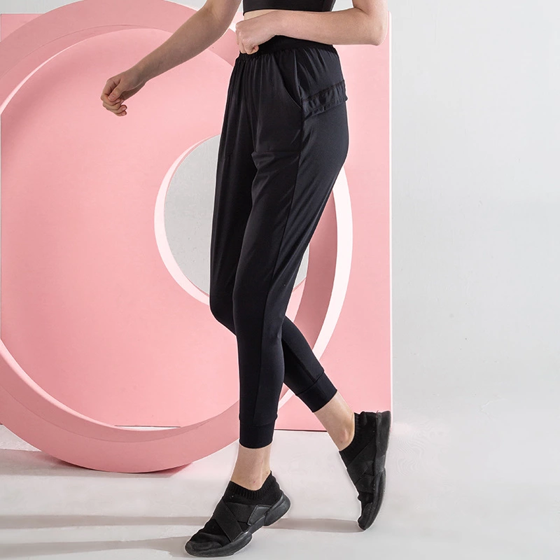 New nude sports casual pants female high elastic loose feet pants breathable running sports nine points pants female summer