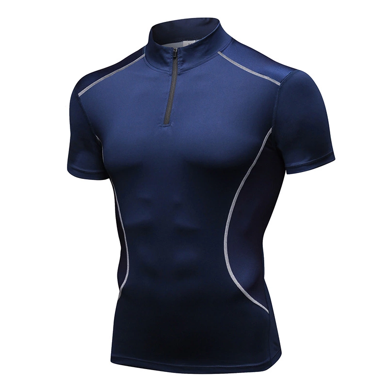 Men's stand collar fitness short-sleeved PRO training running elastic T-shirt sports quick-drying tight-fitting short sleeve 913