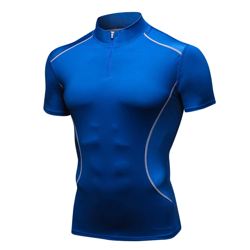 Men's stand collar fitness short-sleeved PRO training running elastic T-shirt sports quick-drying tight-fitting short sleeve 913