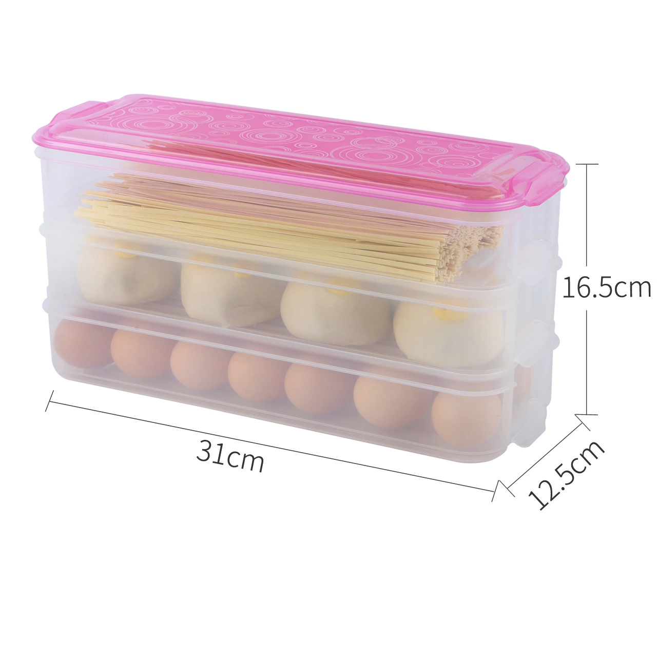 Plastic multi-layer strip food storage box seafood storage box kitchen refrigerator rectangular frozen storage box with lid