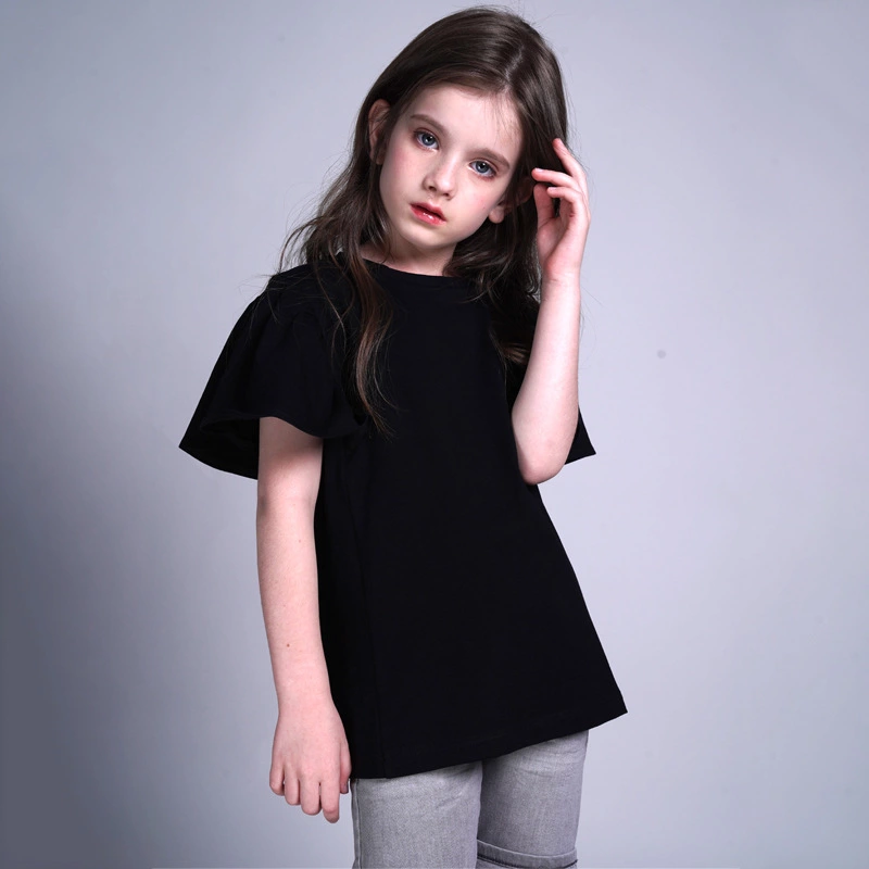 Summer new children's short-sleeved T-shirts boys and girls solid color wild t-shirts big boys knitted cotton shirts