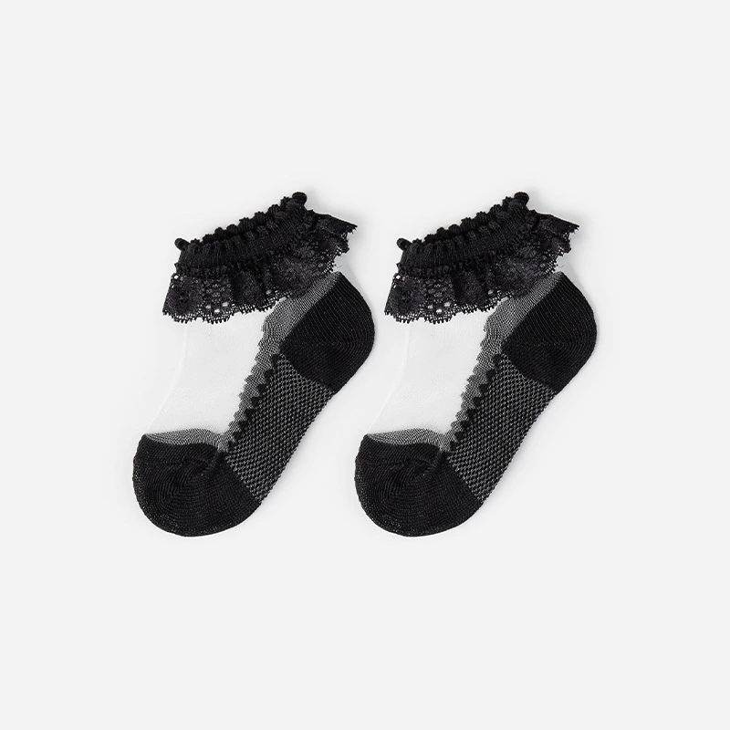 Summer new 3-8 year old girl princess thin section candy color cool thin transparent crystal children's socks 1 pair