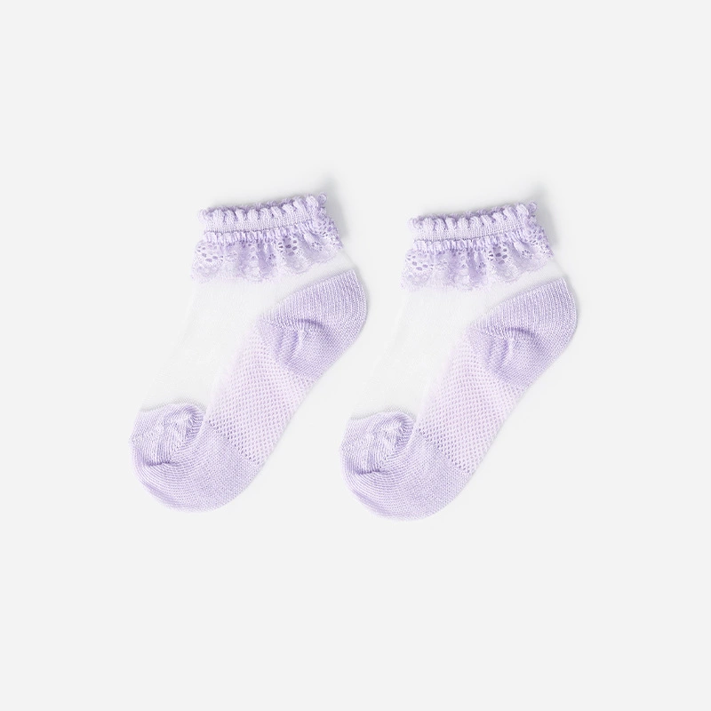 Summer new 3-8 year old girl princess thin section candy color cool thin transparent crystal children's socks 1 pair