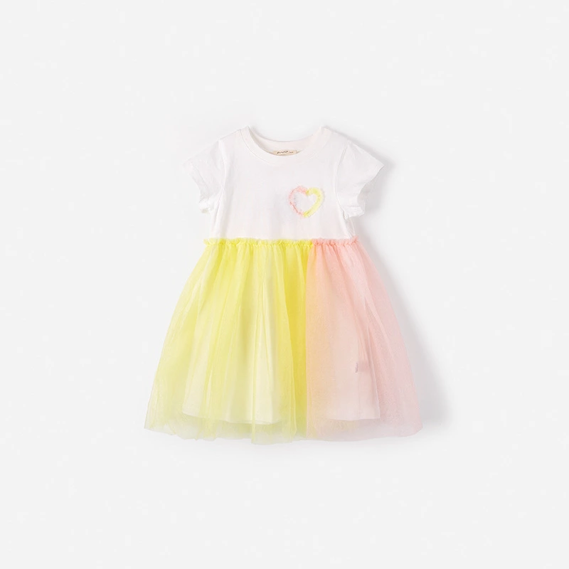 Summer new puffy princess dress children's clothing candy hit color mesh girl dress