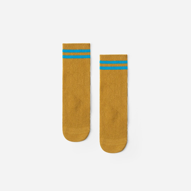 1-7 years old college wind and color striped medium tube socks 1 pair