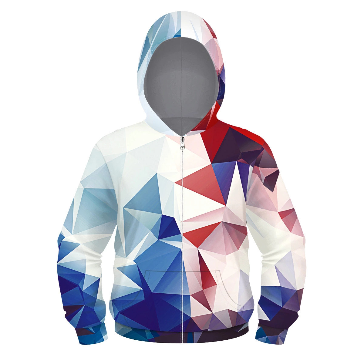 New best selling 3D angular digital printing children's hooded sweater large size loose zipper coat autumn and winter