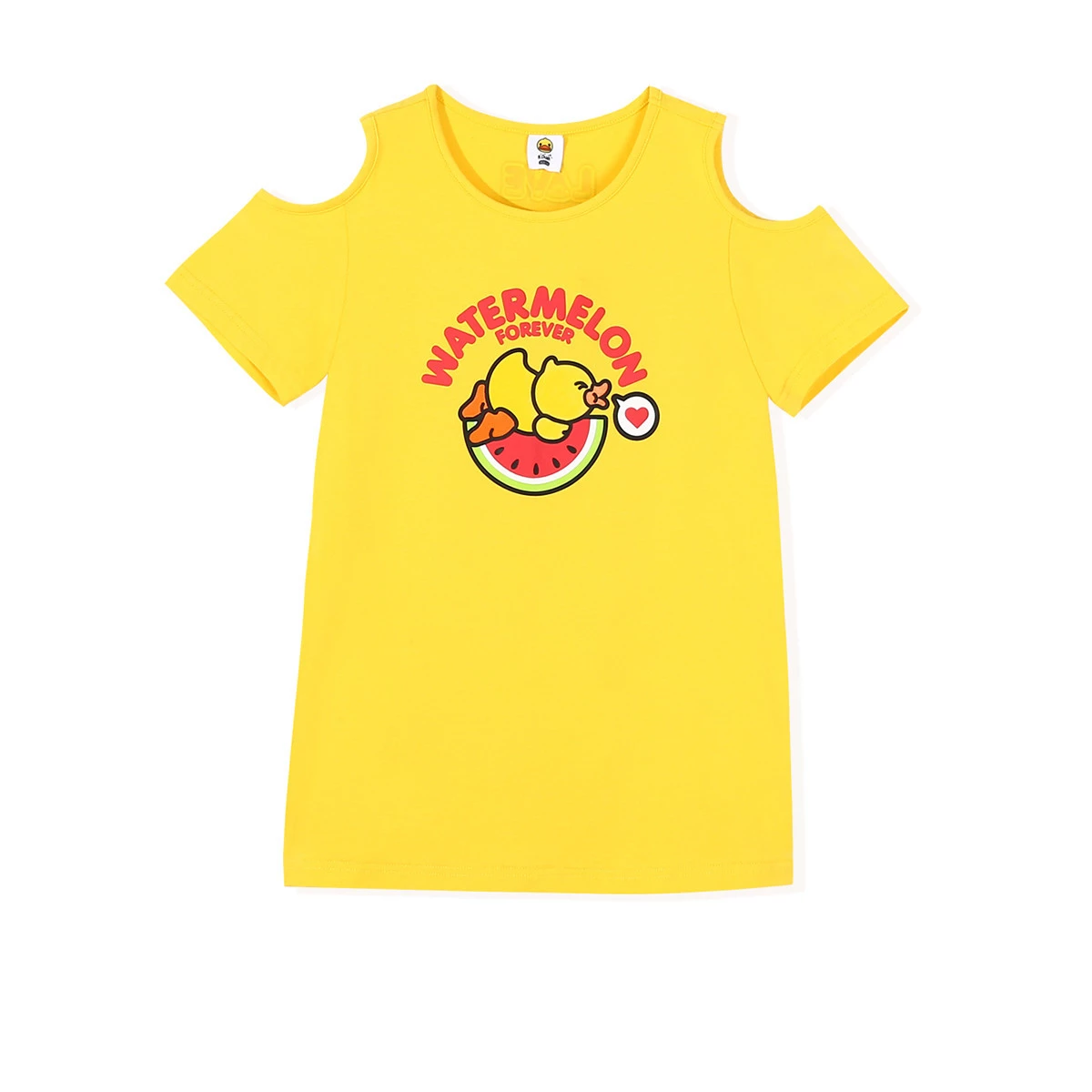 Little yellow duck summer design fashion half-sleeved middle and small children short-sleeved girls knitted round neck short T
