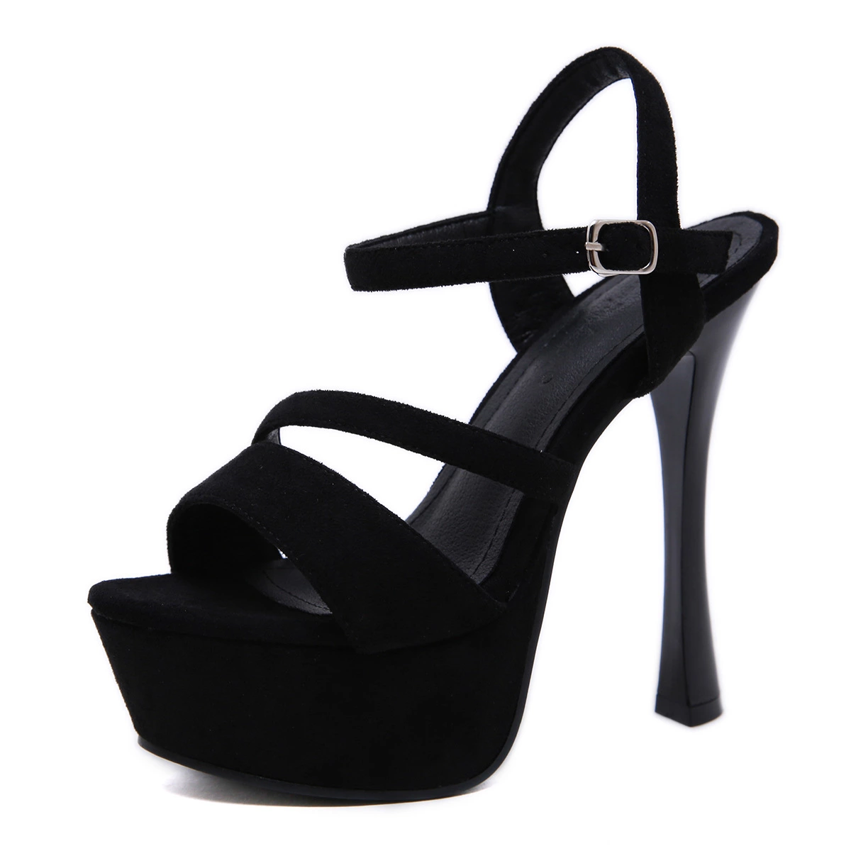 Summer wine glass high heel word buckle waterproof platform suede platform sandals