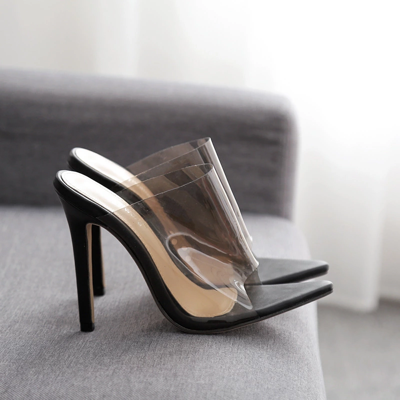 New candy color transparent pointed thin high heel OL female sandals 660-
