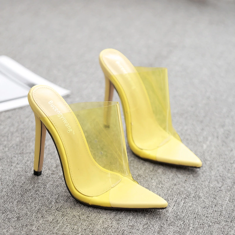 New candy color transparent pointed thin high heel OL female sandals 660-