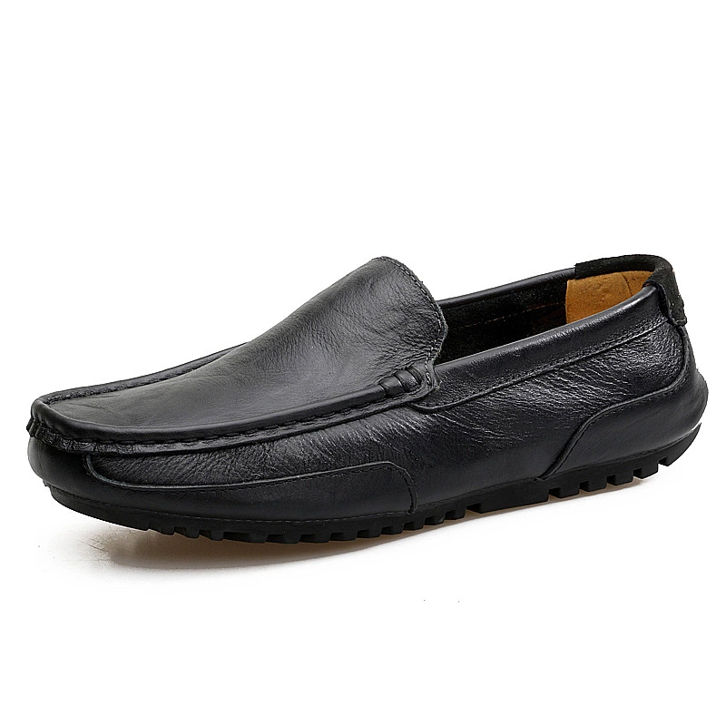 Spring and autumn new top layer leather peas shoes casual trend men's shoes large size men's shoes 44 45 yards