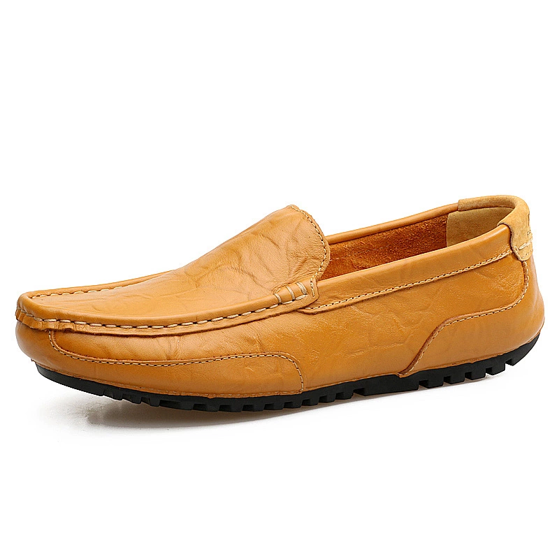 Spring and autumn new top layer leather peas shoes casual trend men's shoes large size men's shoes 44 45 yards