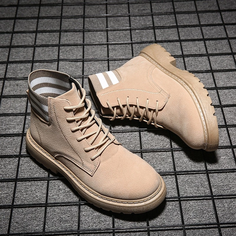 Martin boots men's autumn trend leather face short boots retro wild large size leather boots high top desert tooling shoes
