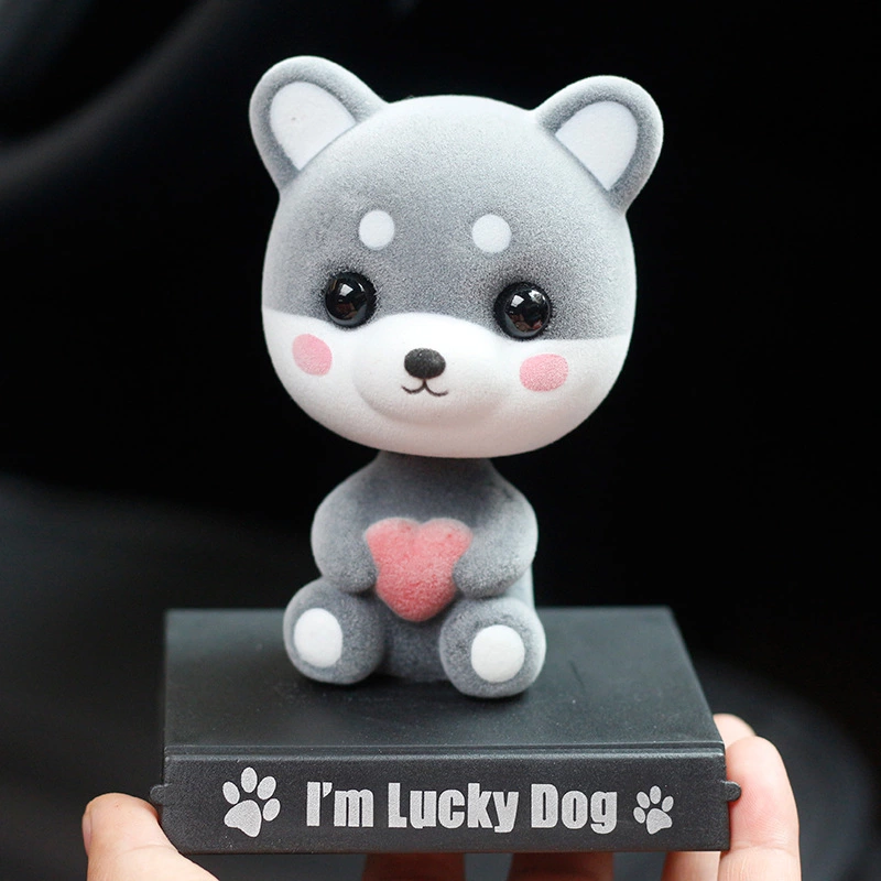 Flocking Shiba Inu shaking head doll car decoration mobile phone seat car interior creative creative cute car dog car jewelry