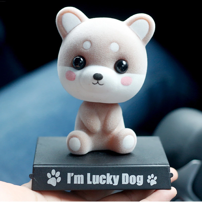 Flocking Shiba Inu shaking head doll car decoration mobile phone seat car interior creative creative cute car dog car jewelry