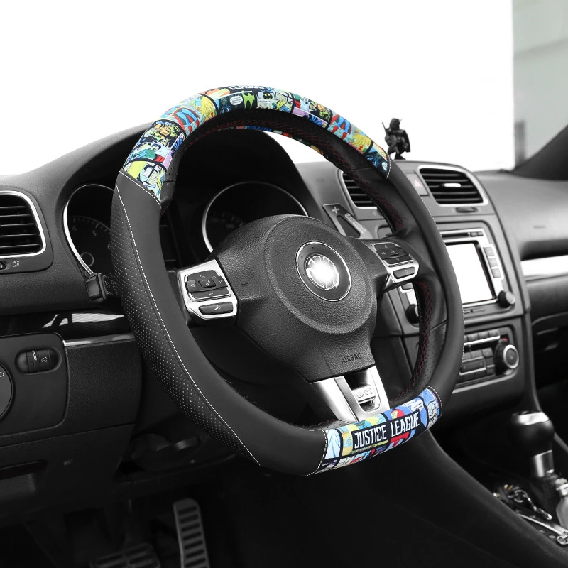 Car steering wheel cover winter cartoon type steering wheel cover female d-type steering wheel cover car anti-skid handle cover