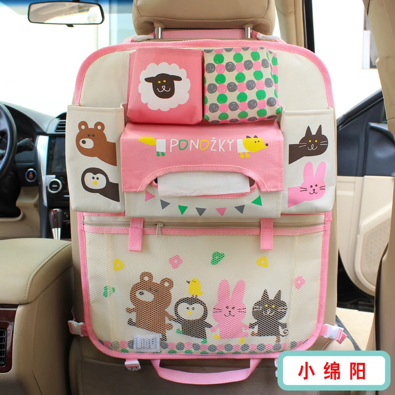 Car seat creative cartoon storage bag multifunctional seat back hanging car storage bag car storage hanging bag