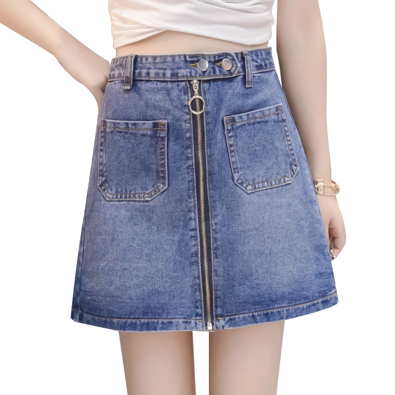 Denim short skirt female spring and summer new slimming skirt skirt irregular high waist mm bag hip a-line skirt type