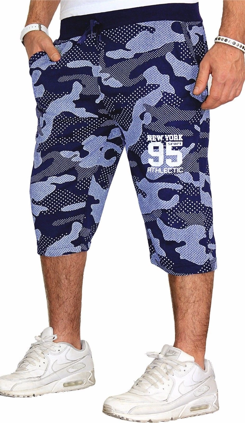 Summer new men's straight cropped pants casual sports loose beach pants men's plus size quick-drying shorts men