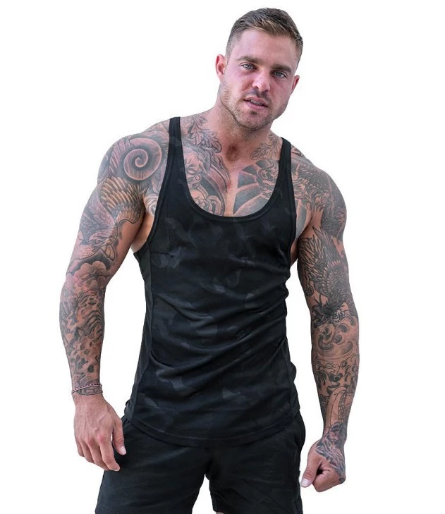 Men's vest muscle fitness camouflage shirt men's outdoor sports breathable quick-drying vest