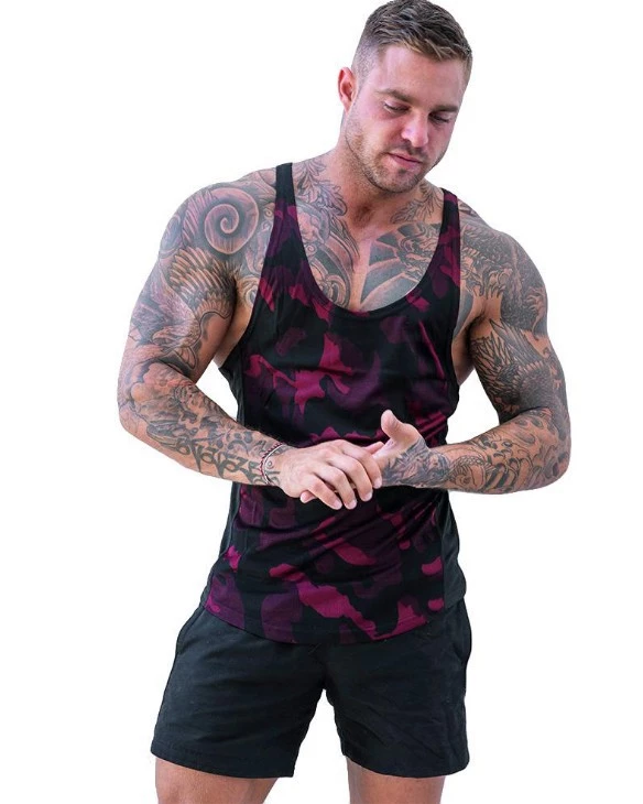 Men's vest muscle fitness camouflage shirt men's outdoor sports breathable quick-drying vest