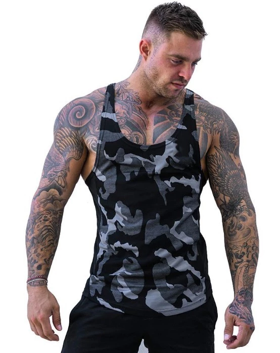 Men's vest muscle fitness camouflage shirt men's outdoor sports breathable quick-drying vest