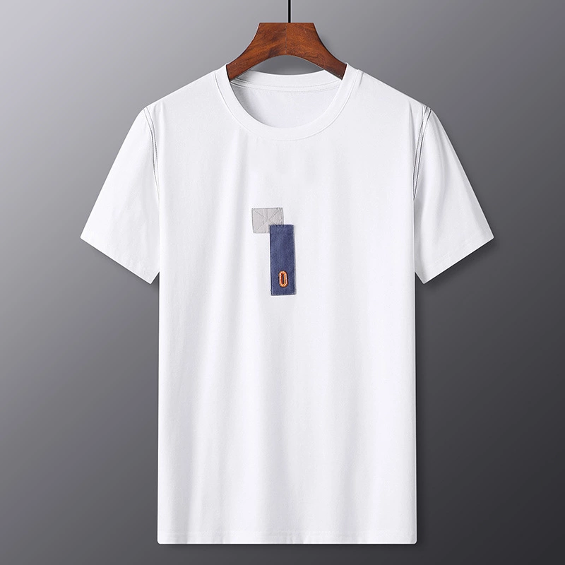 Summer casual fashion men's round neck T-shirt new short-sleeved top comfortable fashion embroidered