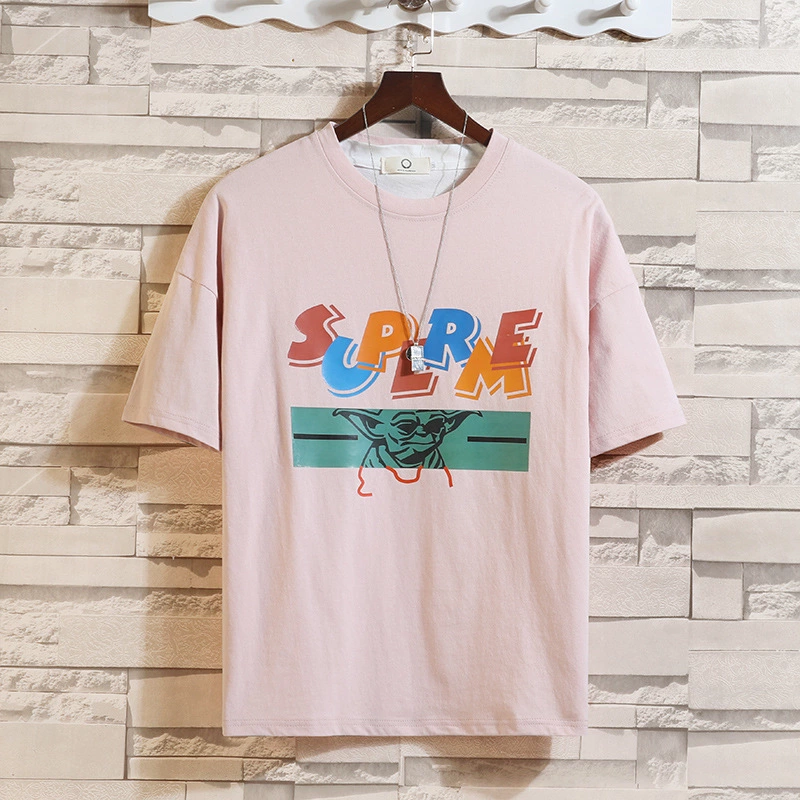 Summer new casual short-sleeved men's loose letter printing large size fashion