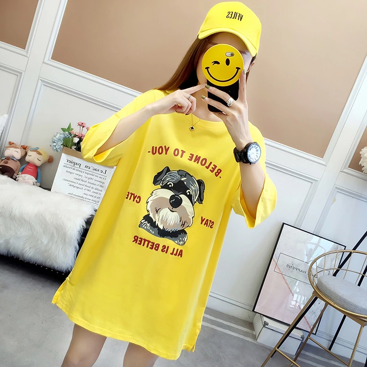 Summer new loose large size women's student jacket tide half-sleeved round neck printed short-sleeved T-shirt female