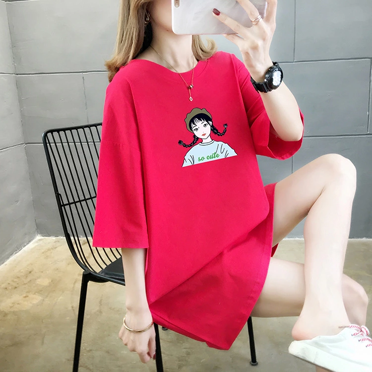 Summer new loose large size women's round neck short sleeve cotton t-shirt women