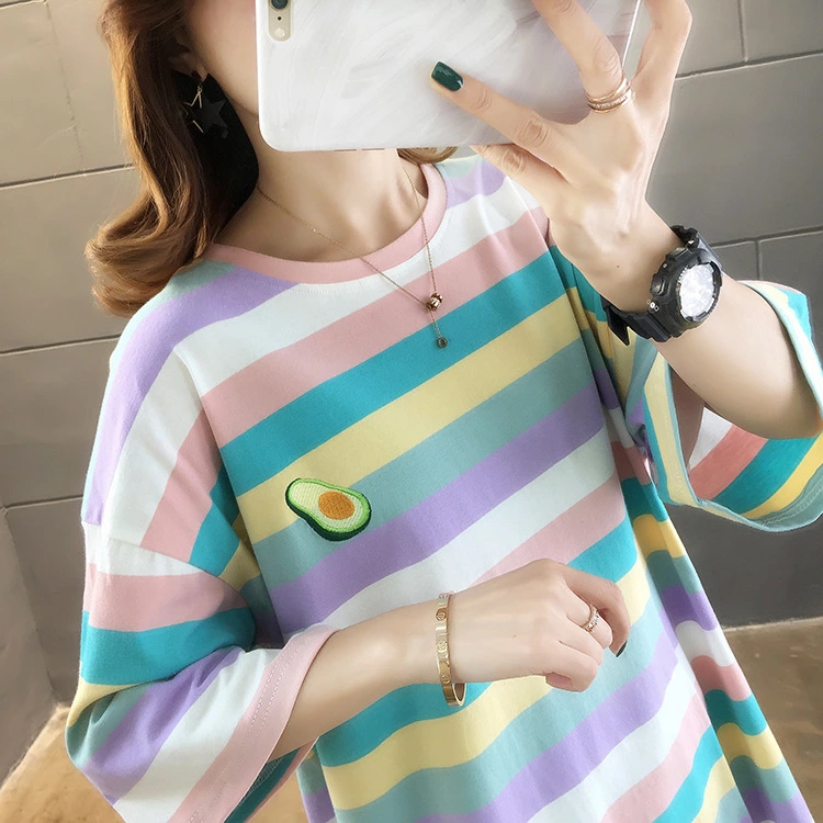 Summer new mm large size women's clothing increase women's shirt short-sleeved t-shirt female students