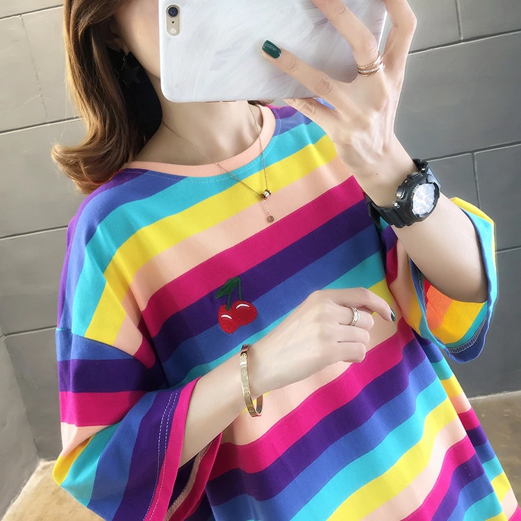 Summer new mm large size women's clothing increase women's shirt short-sleeved t-shirt female students