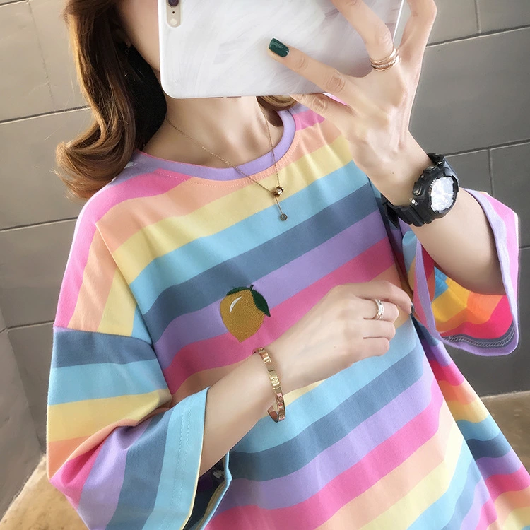 Summer new mm large size women's clothing increase women's shirt short-sleeved t-shirt female students
