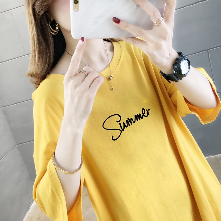 Summer new large size women's long-sleeved short-sleeved cotton loose t-shirt female bf style female top