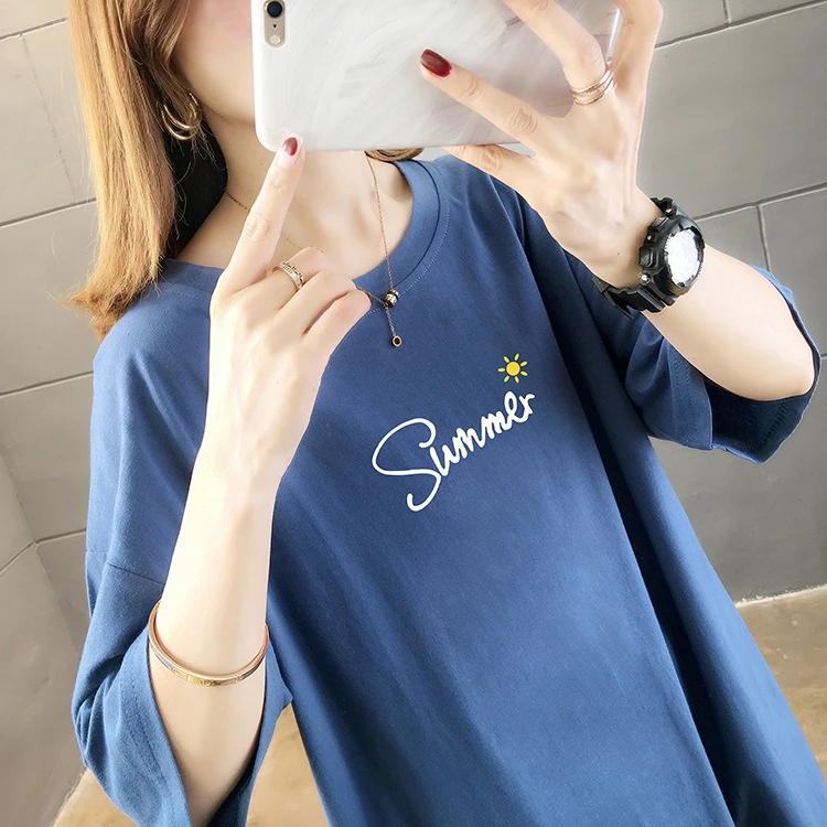 Summer new large size women's long-sleeved short-sleeved cotton loose t-shirt female bf style female top