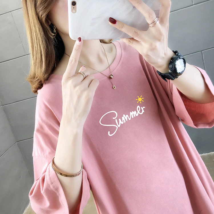 Summer new large size women's long-sleeved short-sleeved cotton loose t-shirt female bf style female top
