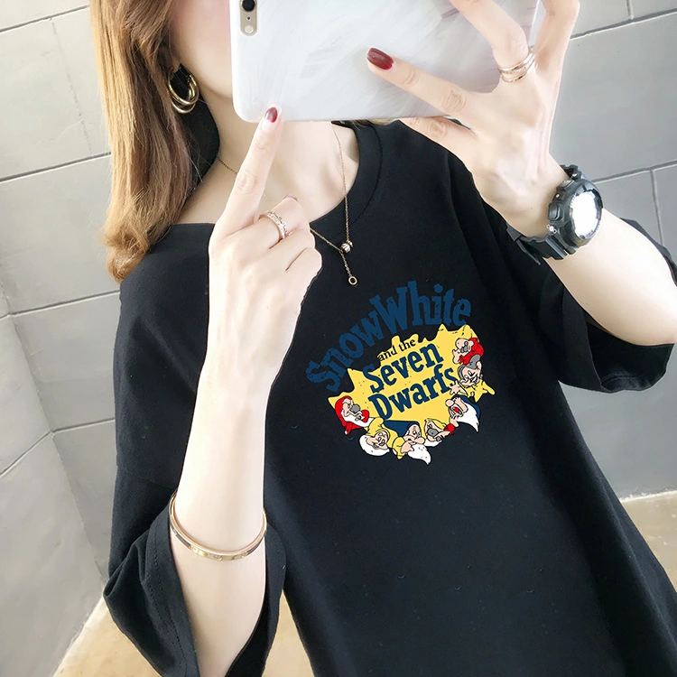 Summer new large size women's short-sleeved t-shirt women's tide solid color printing student shirt bottoming
